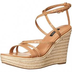 Nine West Hunda 3 Light Tan Strappy Wedge Heeled Sandals NWOB Size 10‎